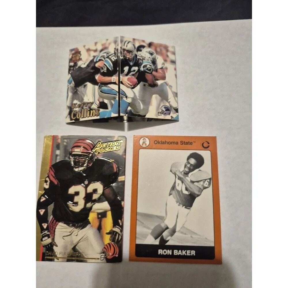 Vintage Football Card Lot Kerry Collins David Fulcher Ron Baker NFL College